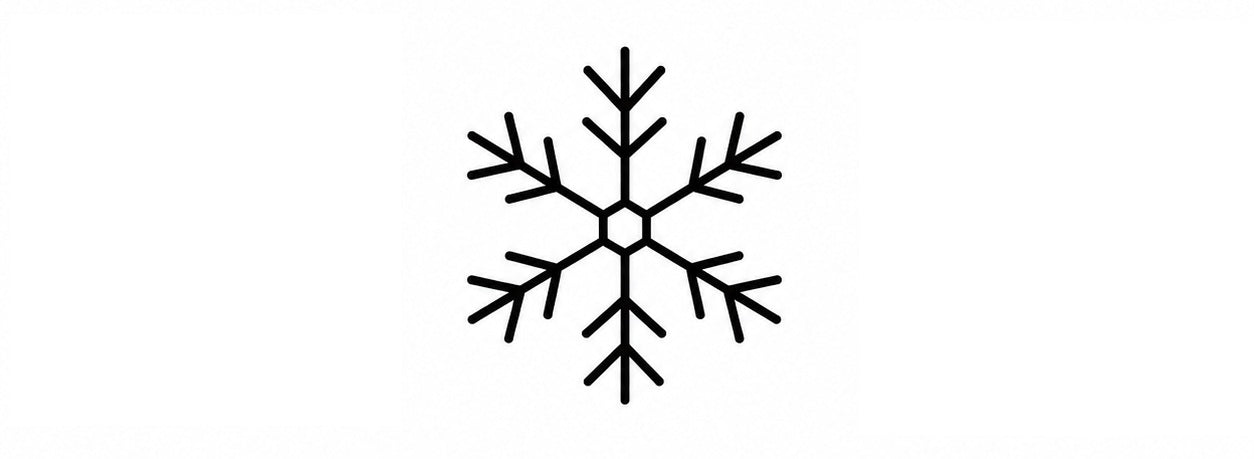 A simple black snowflake icon centered on a plain white background.